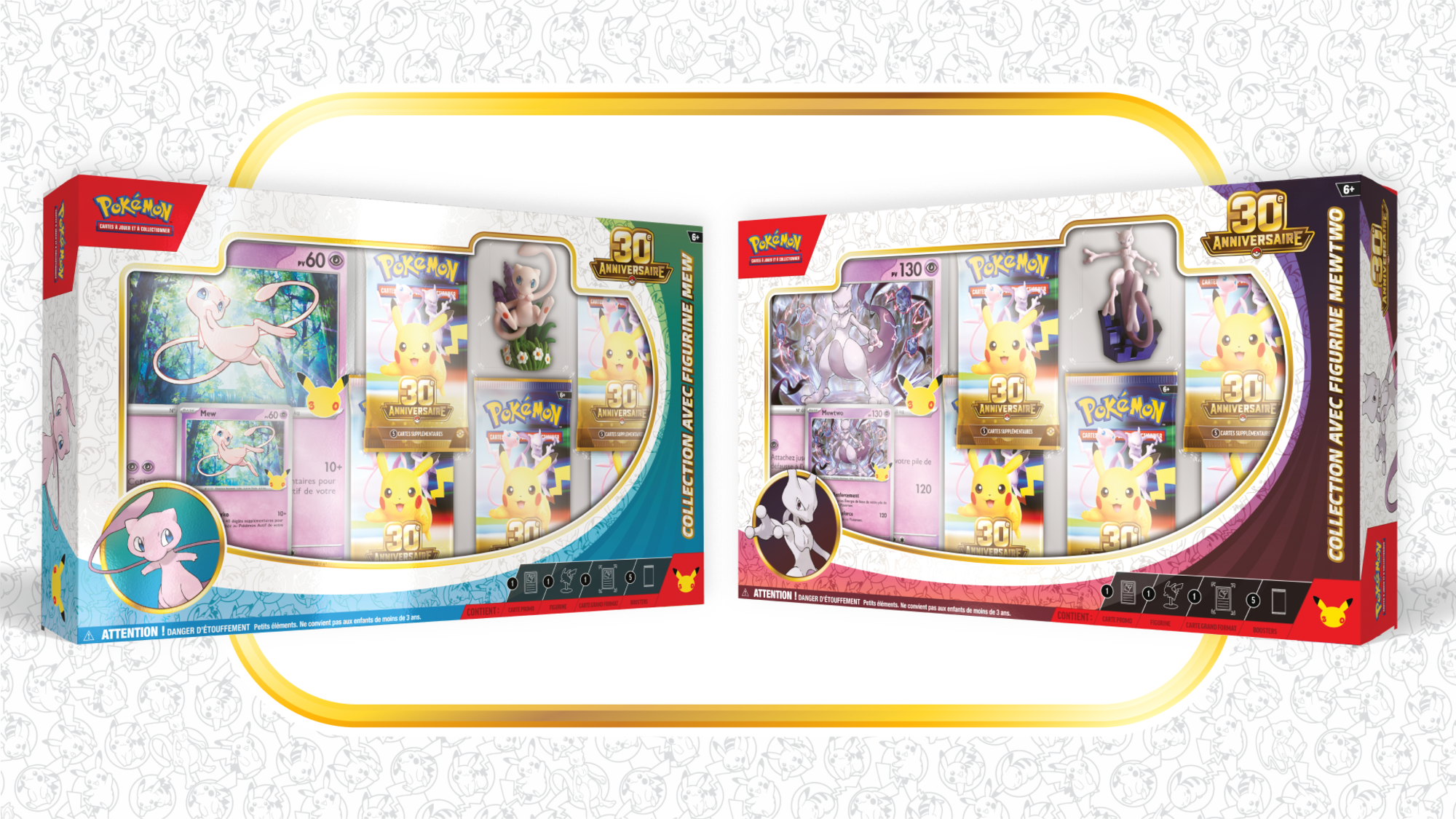Collections figurines Mew et Mewtwo 30e Anniversaire Pokémon