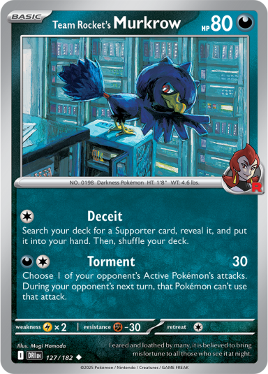 Carte anglaise Team Rocket’s Murkrow, exemple montré dans le visuel Battle Box de l’annonce Pokémon