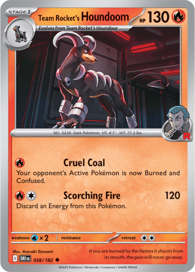 Carte anglaise Team Rocket’s Houndoom, exemple montré dans le visuel Battle Box de l’annonce Pokémon
