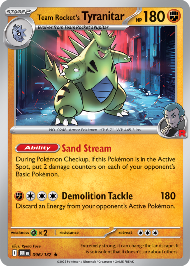 Carte anglaise Team Rocket’s Tyranitar, exemple montré dans le visuel Battle Box de l’annonce Pokémon