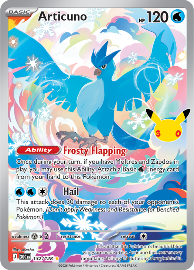 Articuno 132/128 from Pokémon TCG 30th Celebration