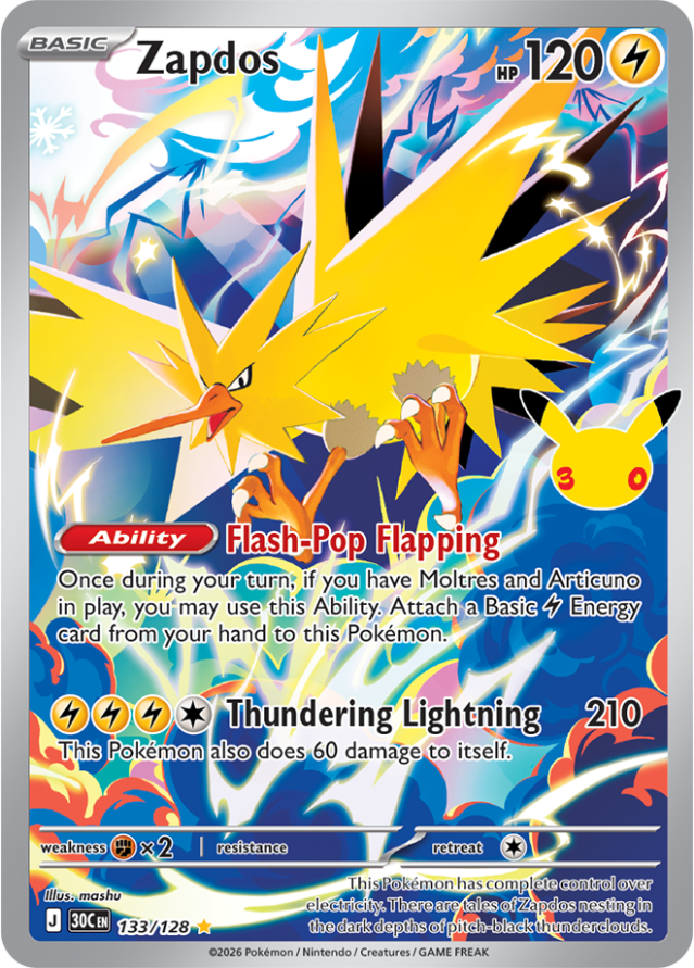 Zapdos 133/128 from Pokémon TCG 30th Celebration