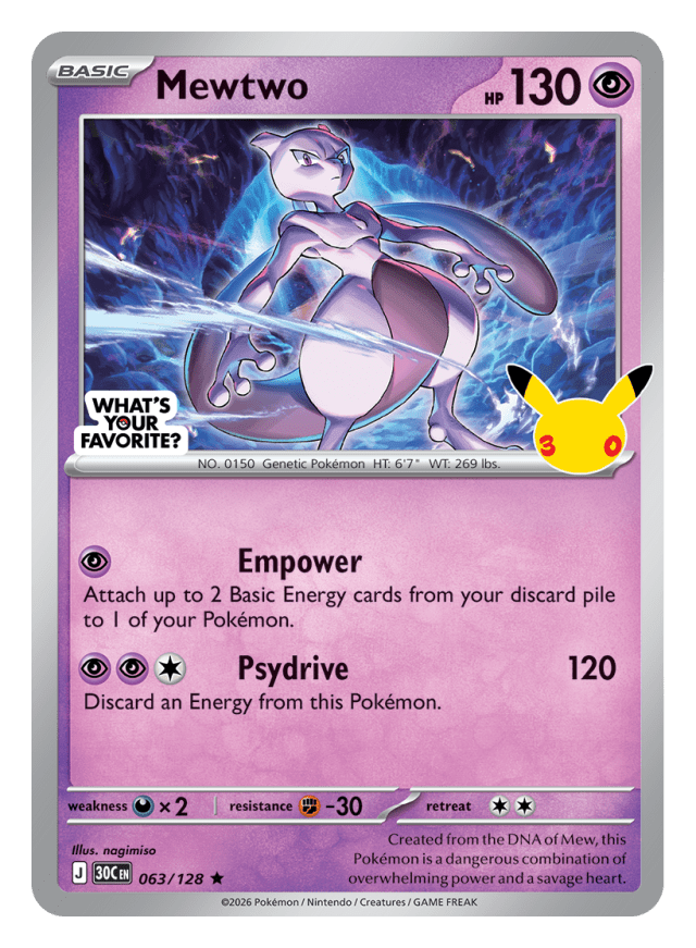 Mewtwo 30th Celebration promo card