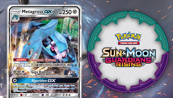 pokemon card metagross gx 157/145 Guardians Rising Secret Rainbow Rare Shiny Metagross GX Full Art