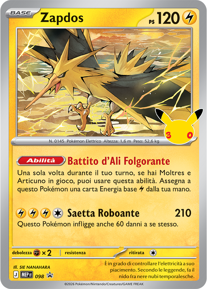 Collezione con poster dell’espansione 30° Anniversario del GCC Pokémon