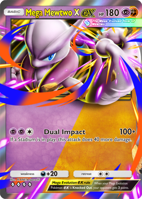 Mega Mewtwo X ex Psychic and Fighting dual-type card in Pokémon TCG Pocket