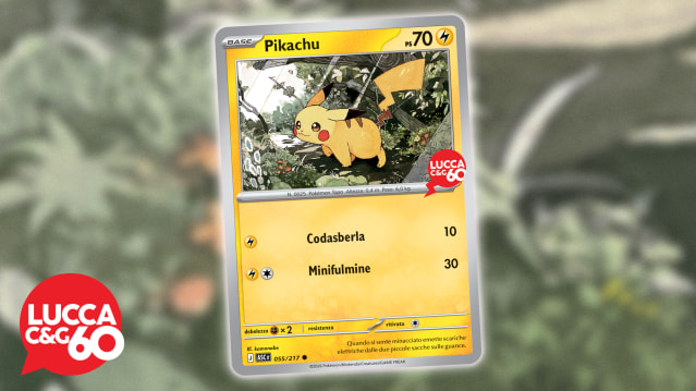 Carte promo Pikachu avec le logo Lucca Comics & Games 60