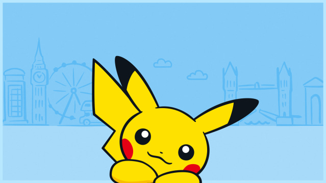 Illustration officielle liée à l’annonce Pokémon du 21 octobre 2026 : Pikachu devant un décor de Londres; le visuel ne représente pas l’intérieur ou l’adresse du futur magasin.