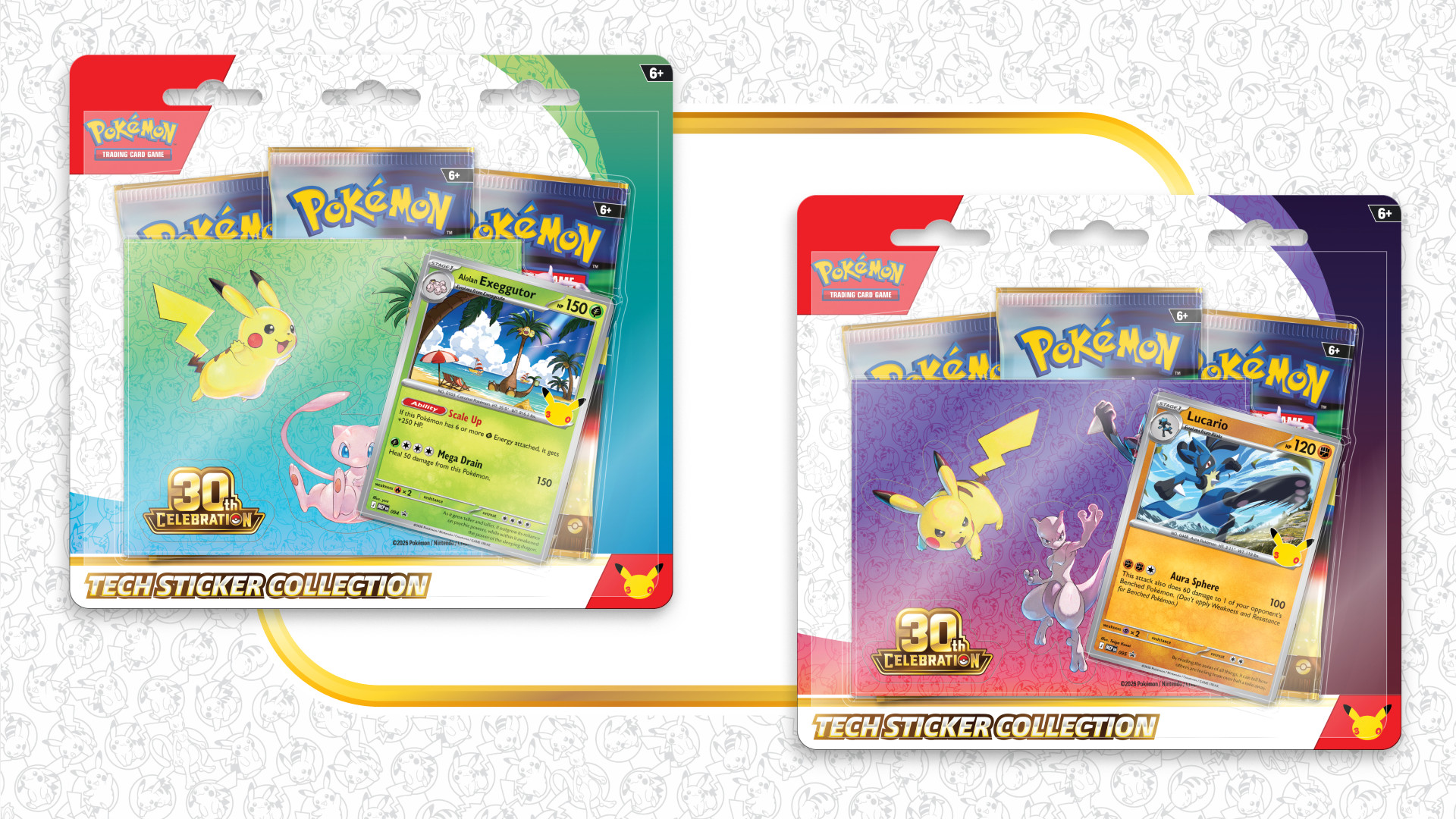 Pokémon TCG 30th Celebration Tech Sticker Collection Lucario and Alolan Exeggutor