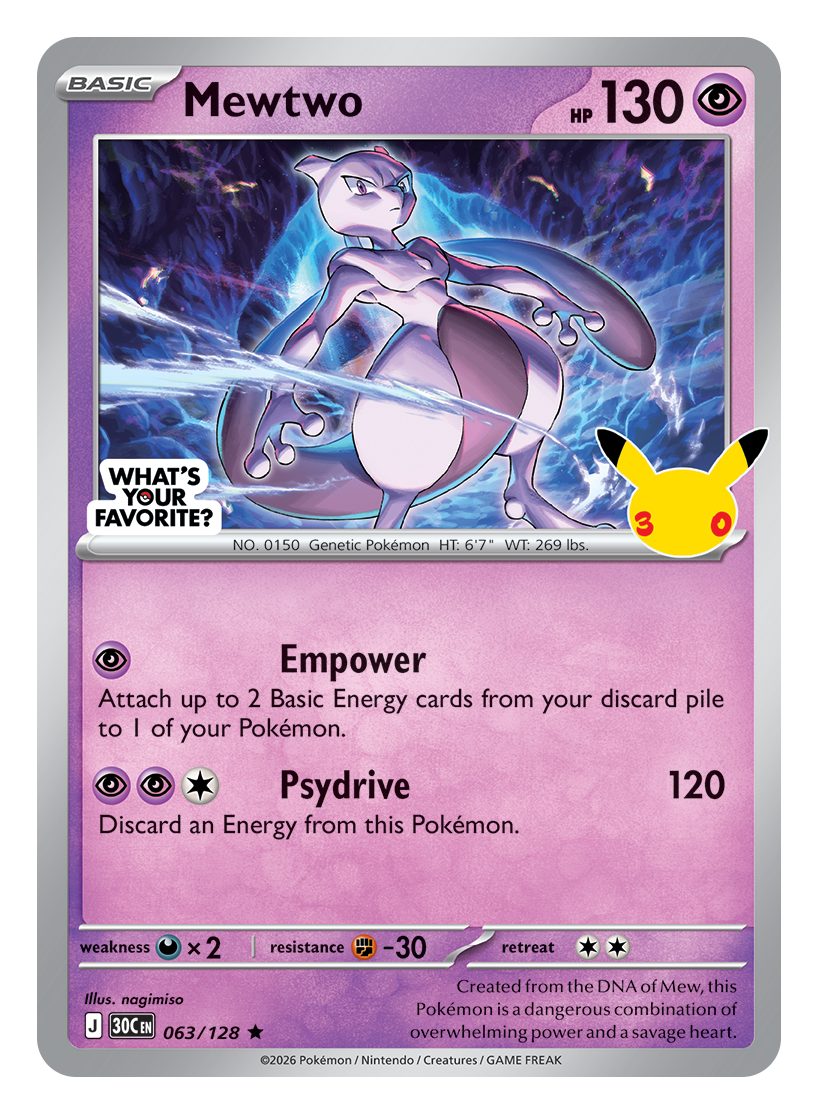 Pokémon TCG 30th anniversary Mewtwo card-