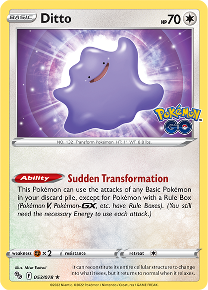 peelable pokemon cards Bidoof (Peelable Ditto) - Pokemon GO [COMMON]