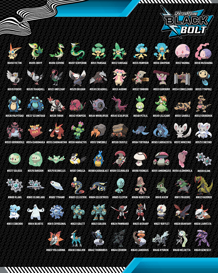 pokemon scarlet violet black bolt card list & Violet: Printable Master and Complete Set Binder – PokeToBroke Top 15 SV BLACK BOLT